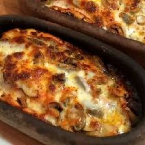 Trout with Mushroom and Cheese in Casserole